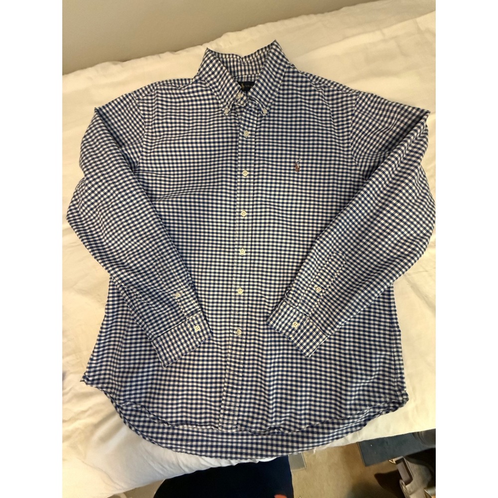 Ralph Lauren Men's Blue Gingham Check Button Down Shirt
